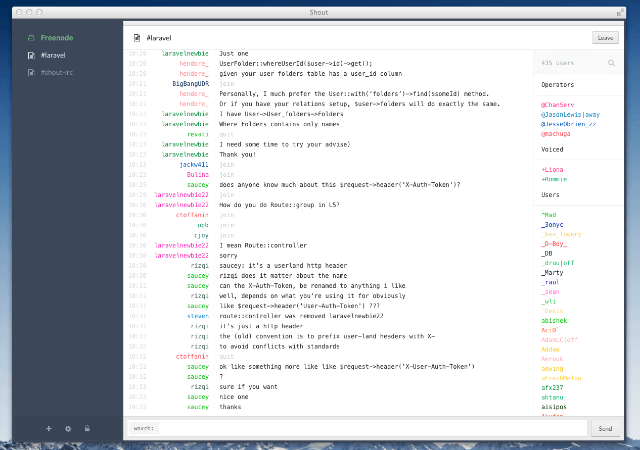 Der Shout Client kommt in einem schlichten Design daher.