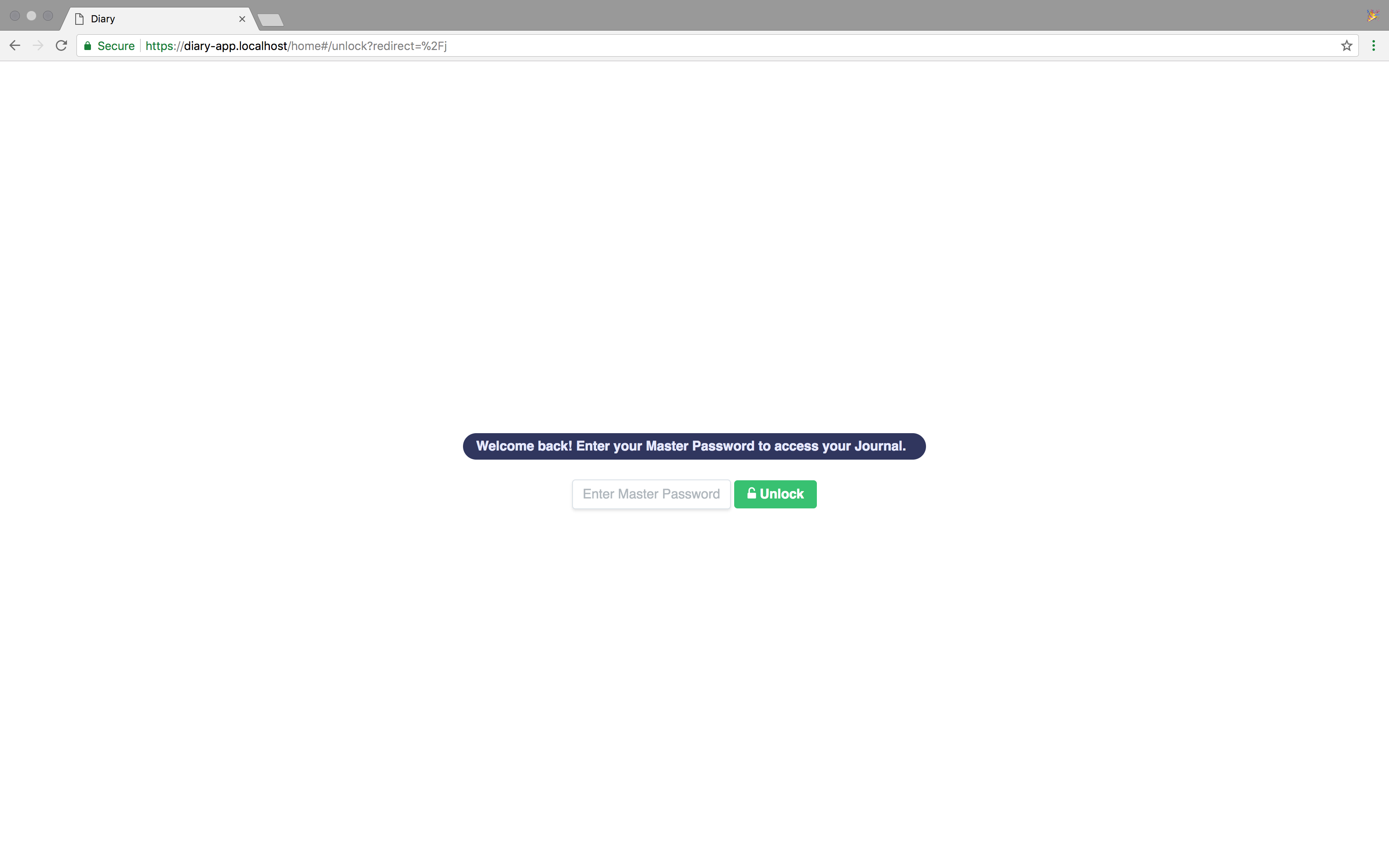 Locked view of the diary