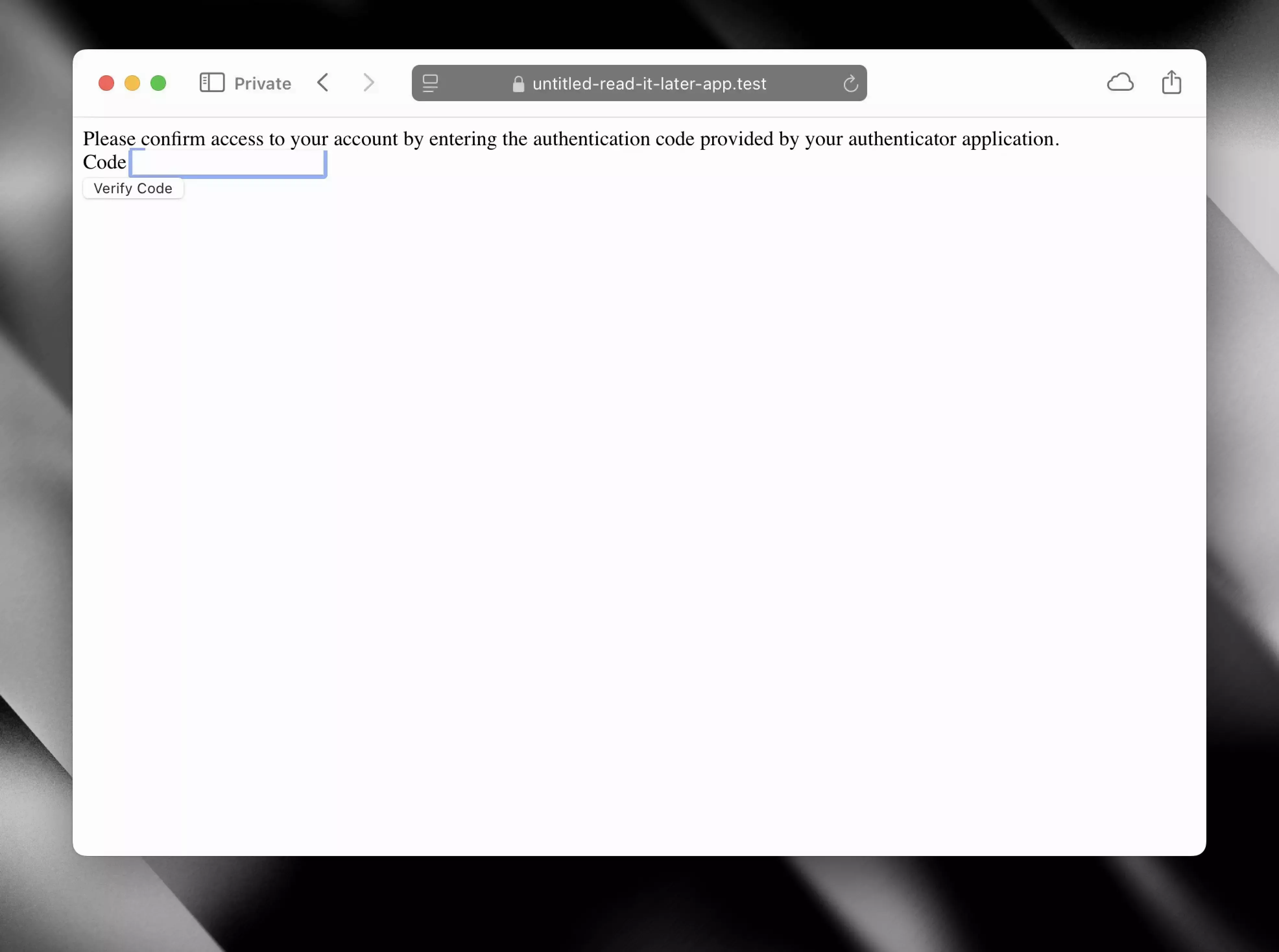 Screenshot of the default challenge view presented to users.